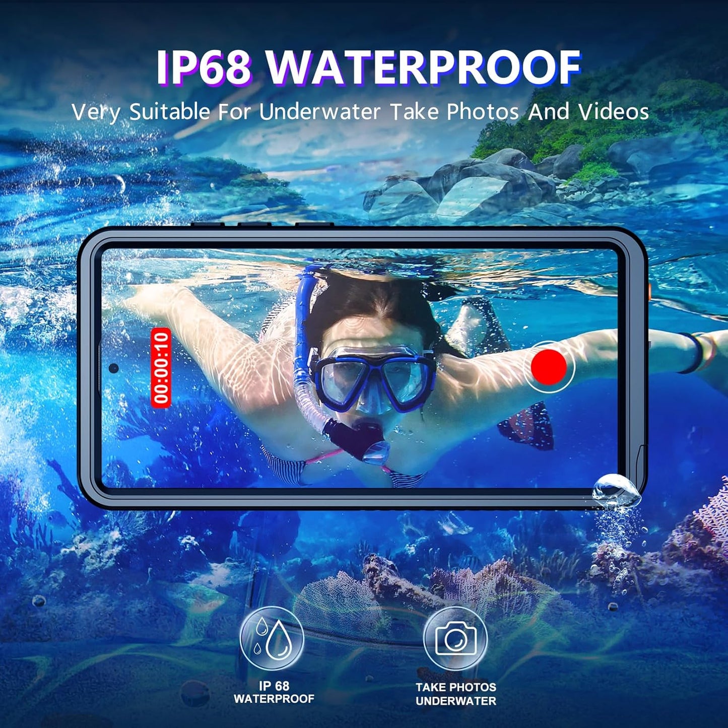 Temdan Designed for Samsung Galaxy S25 Ultra Case Waterproof, Built-in Lens & Screen Protector Military Grade Shockproof Dropproof IP68 Underwater Full Body Phone Case for Galaxy S25 Ultra 6.9"-Black