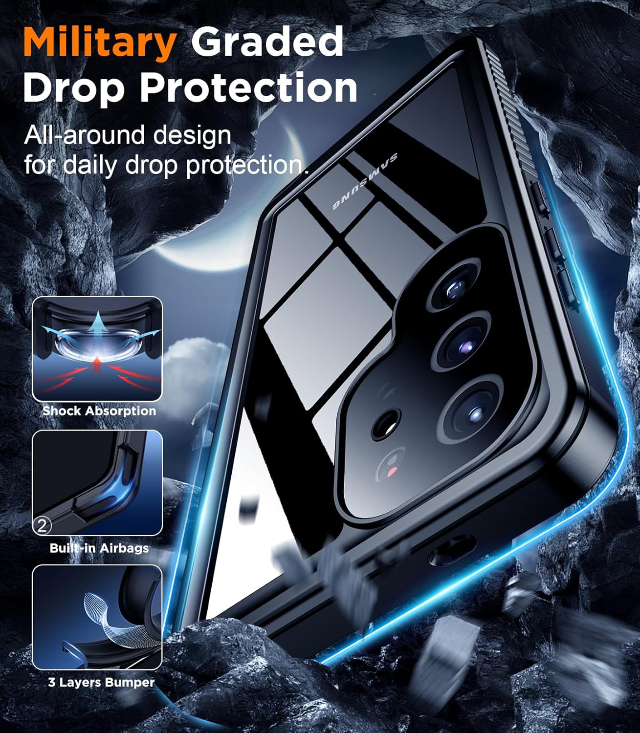 Temdan Designed for Samsung Galaxy S25 Ultra Case Waterproof, Built-in Lens & Screen Protector Military Grade Shockproof Dropproof IP68 Underwater Full Body Phone Case for Galaxy S25 Ultra 6.9"-Black