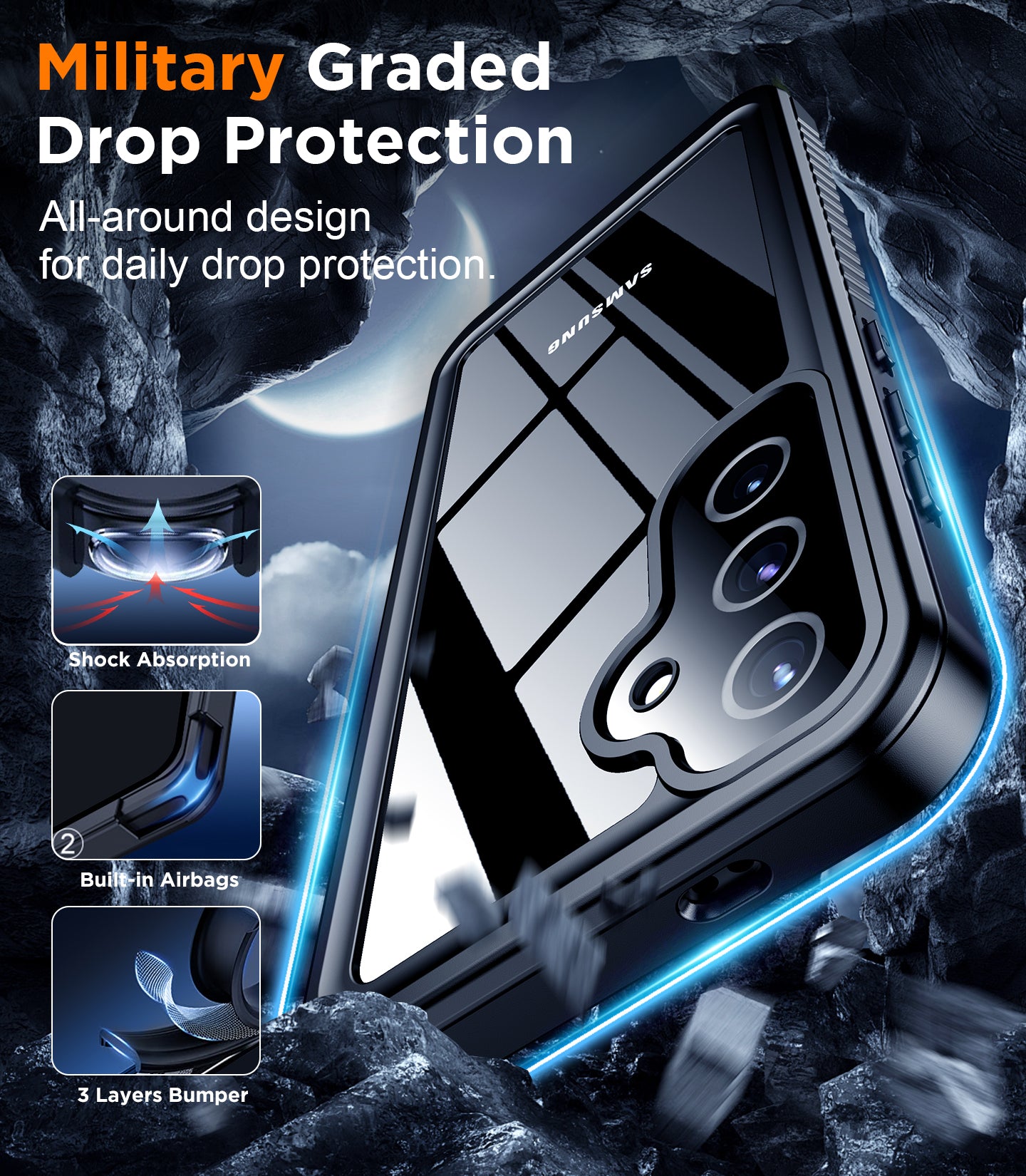 Temdan Designed for Samsung Galaxy S25 Plus Case Waterproof, Built-in Lens & Screen Protector Military Shockproof Dropproof IP68 Underwater Full Body Phone Case for Galaxy S25 Plus 6.7"-Black (2025)