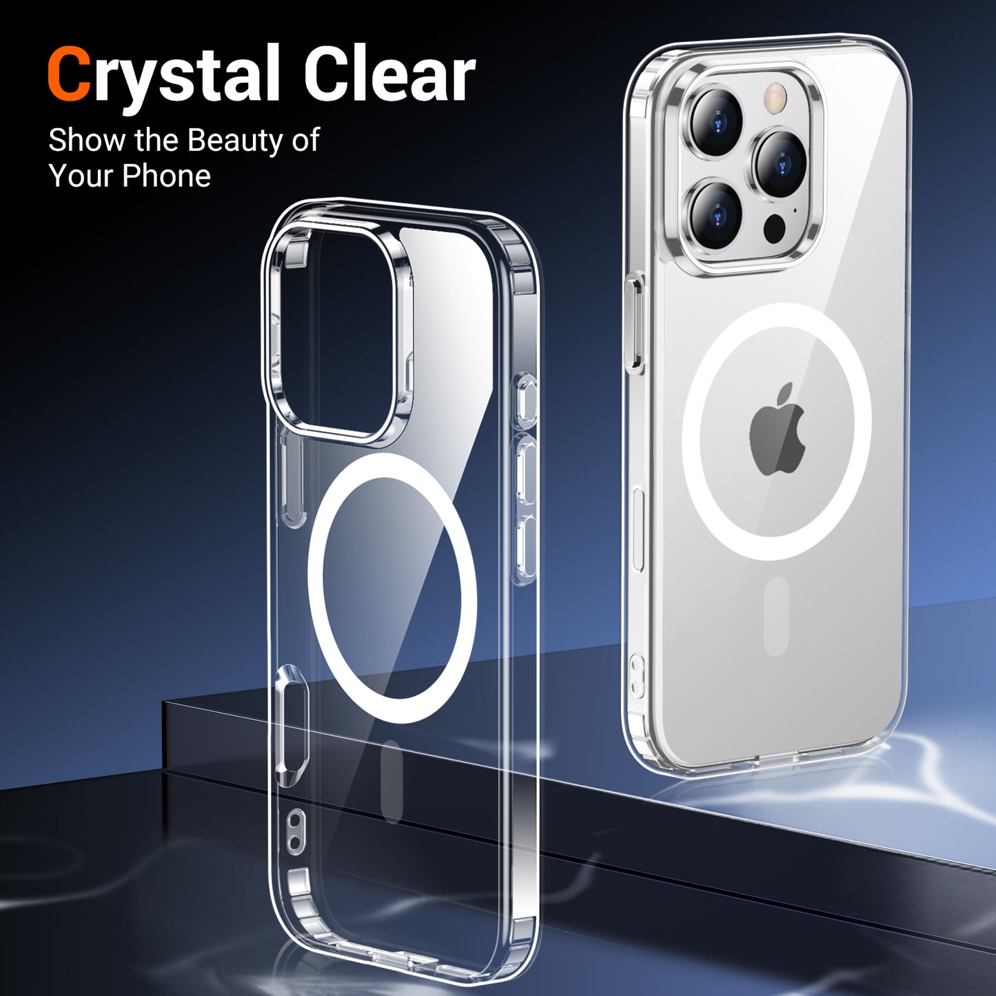 Temdan for iPhone 16 Pro Max Case Clear, Compatible with Magsafe, Anti-Yellowing, Military-Grade Protection, Shockproof Slim Magnetic Phone Case Cover, Transparent