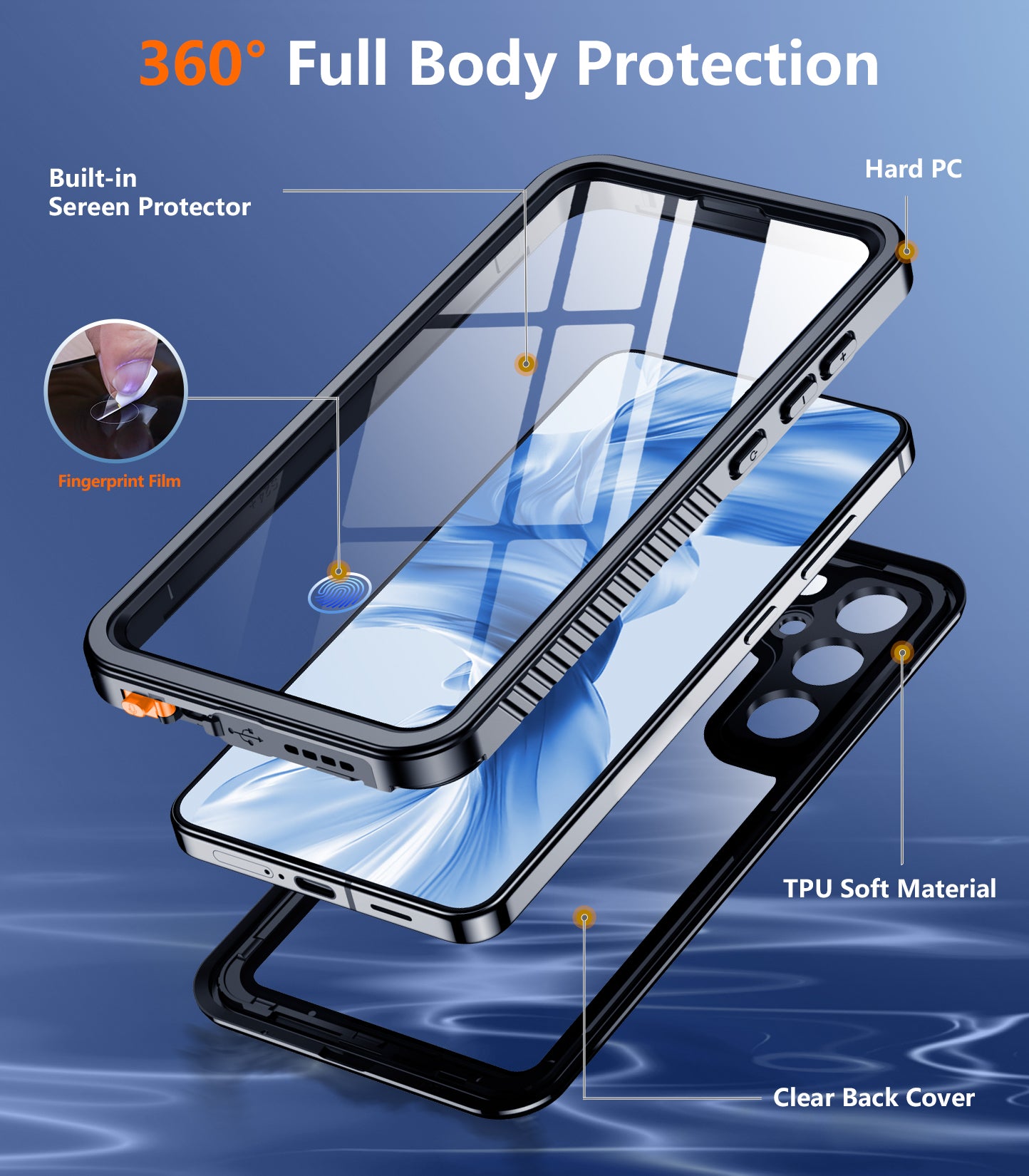 Temdan Designed for Samsung Galaxy S25 Case Waterproof, Built-in Lens & Screen Protector Military Shockproof Dropproof IP68 Underwater Full Body Phone Case for Galaxy S25 5G 6.2"-Black (2025)