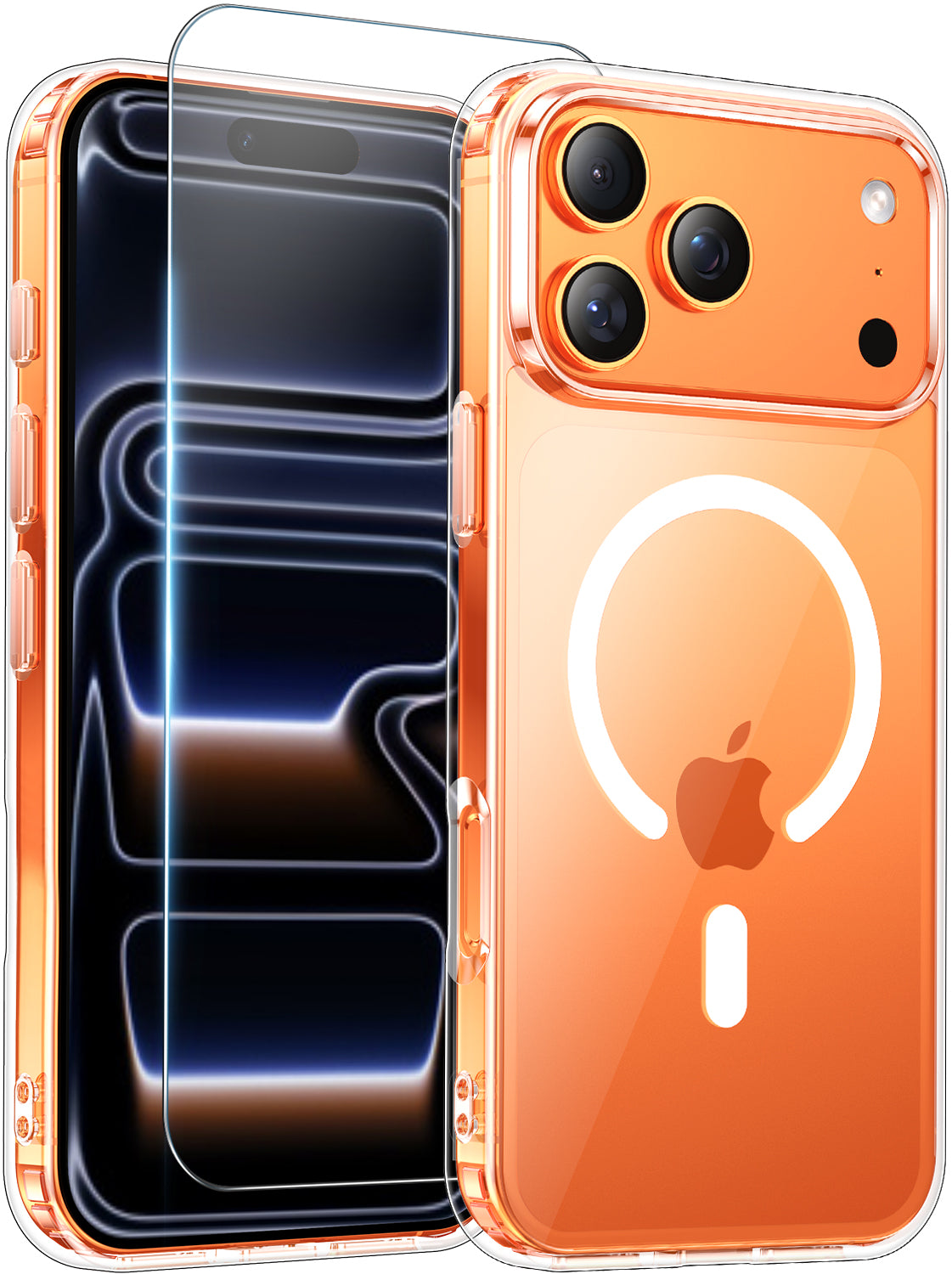 Temdan for iPhone 17 Pro Case Clear with Screen Protector, [Compatible with Magsafe][Anti-Yellowing][Military-Grade Protection] Shockproof Slim Magnetic Phone Case Cover, Transparent