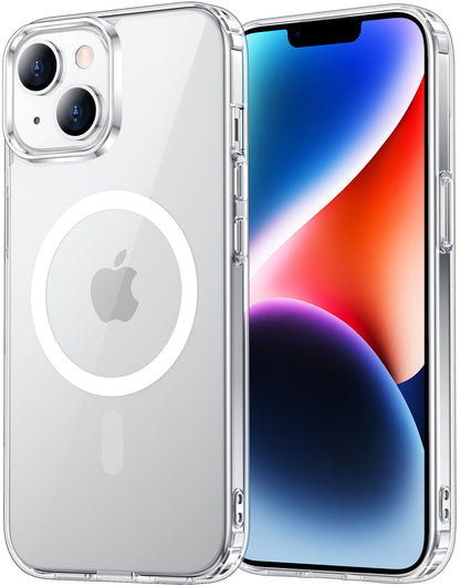 Temdan for iPhone 14 Plus Case Clear, Compatible with Magsafe, Anti-Yellowing, Military-Grade Protection, Shockproof Slim Magnetic Phone Case Cover, Transparent