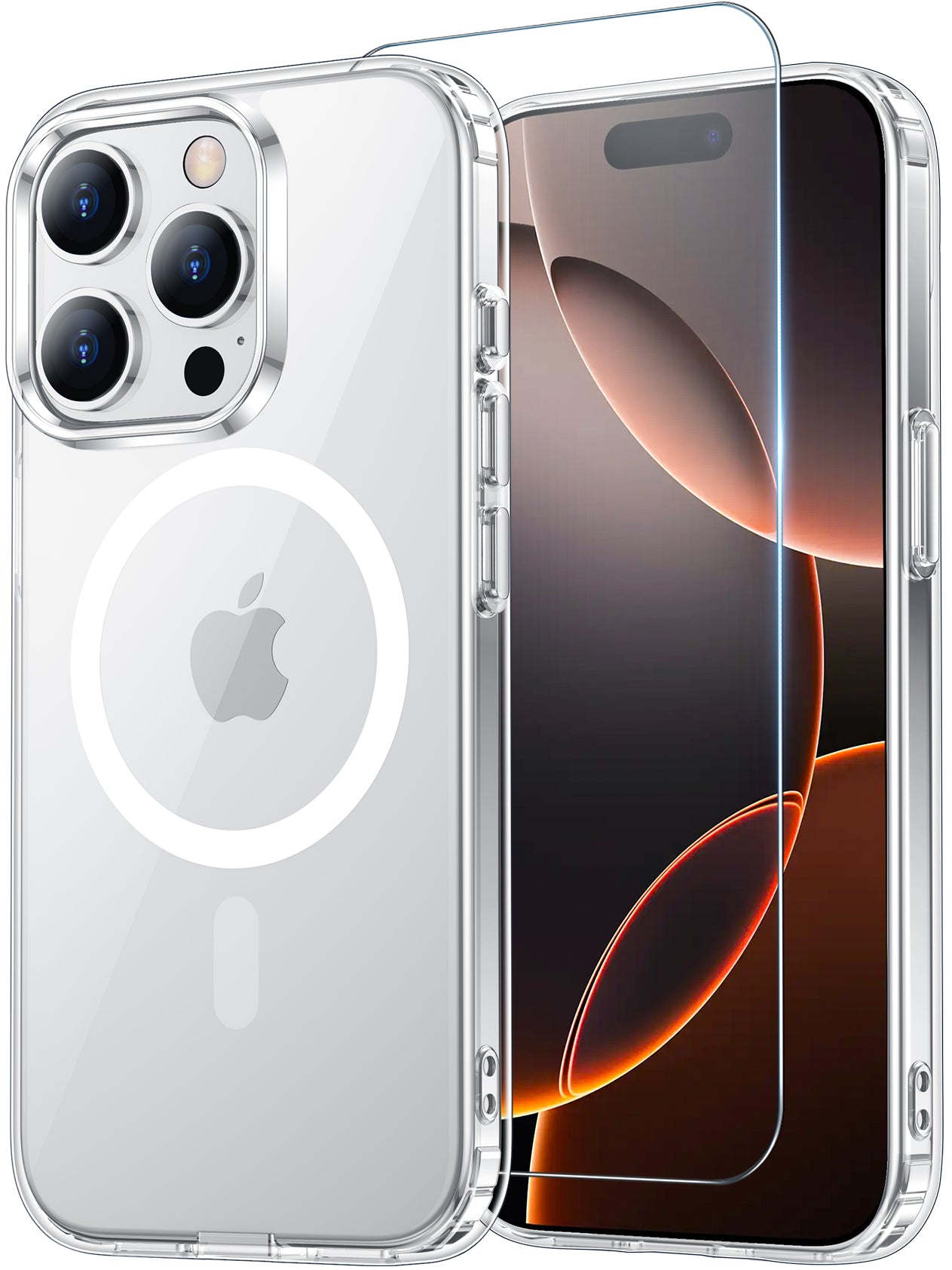 Temdan for iPhone 16 Pro Max Case Clear, Compatible with Magsafe, Anti-Yellowing, Military-Grade Protection, Shockproof Slim Magnetic Phone Case Cover, Transparent