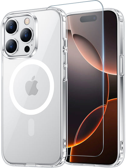 Temdan for iPhone 16 Pro Max Case Clear, Compatible with Magsafe, Anti-Yellowing, Military-Grade Protection, Shockproof Slim Magnetic Phone Case Cover, Transparent