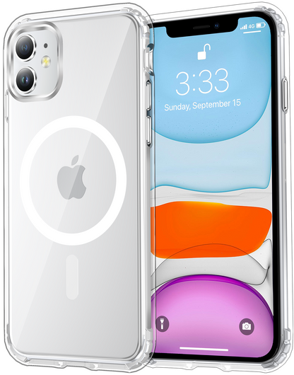 Temdan for iPhone 11 Case Clear with Screen Protector, Compatible with Magsafe, Anti-Yellowing, Military-Grade Protection, Shockproof Slim Magnetic Phone Case Cover,