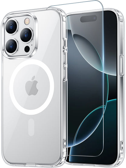 Temdan for iPhone 16 Pro Case Clear, Compatible with Magsafe, Anti-Yellowing, Military-Grade Protection, Shockproof Slim Magnetic Phone Case Cover, Transparent