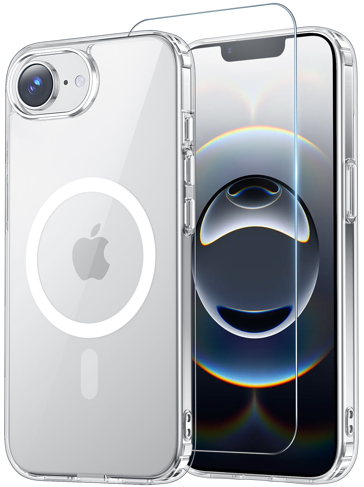 Temdan for iPhone 16e Case Clear with Screen Protector, Compatible with Magsafe, Anti-Yellowing, Military-Grade Protection, Shockproof Slim Magnetic Phone Case Cover, Transparent