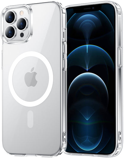 Temdan for iPhone 12 Pro Max Case Clear, Compatible with Magsafe, Anti-Yellowing, Military-Grade Protection, Shockproof Slim Magnetic Phone Case Cover, Transparent