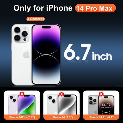 Temdan for iPhone 14 Pro Max Case Clear with Screen Protector, Compatible with Magsafe, Anti-Yellowing, Military-Grade Protection, Shockproof Slim Magnetic Phone Case Cover, Transparent