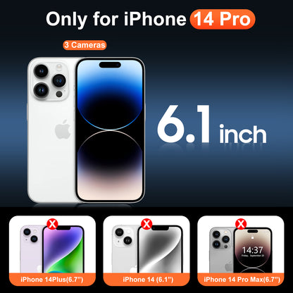 Temdan for iPhone 14 Pro Case Clear, Compatible with Magsafe, Anti-Yellowing, Military-Grade Protection, Shockproof Slim Magnetic Phone Case Cover, Transparent