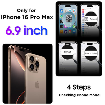 Temdan Compatible with iPhone 16 Pro Max Case Waterproof, Built-in Screen & Camera Protector IP68 Underwater Full Body 16FT Military Dropproof Shockproof Phone Case 6.9"-Black/Clear