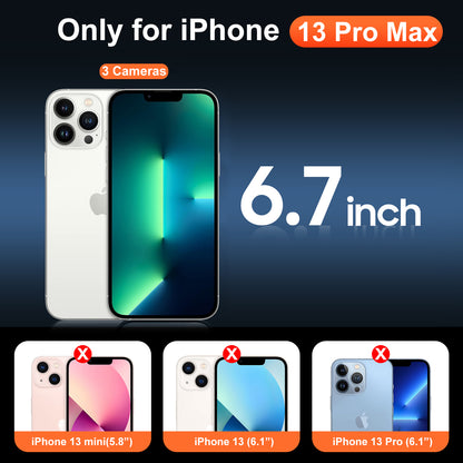 Temdan for iPhone 13 Pro Max Case Clear with Screen Protector, Compatible with Magsafe, Anti-Yellowing, Military-Grade Protection, Shockproof Slim Magnetic Phone Case Cover, Transparent