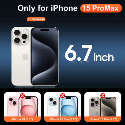 Temdan for iPhone 15 Pro Max Case Clear with Screen Protector, Compatible with Magsafe, Anti-Yellowing, Military-Grade Protection, Shockproof Slim Magnetic Phone Case Cover, Transparent