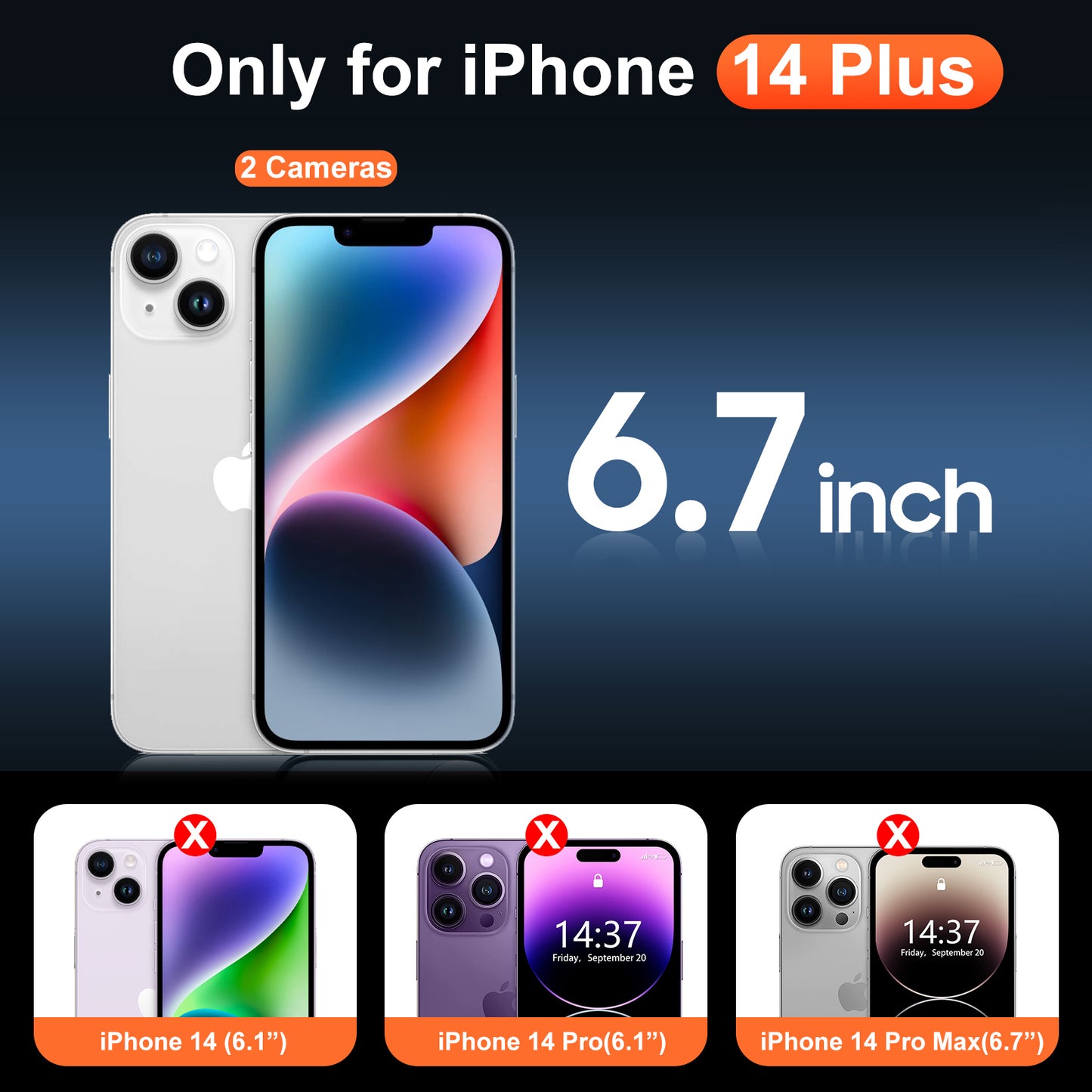 Temdan for iPhone 14 Plus Case Clear, Compatible with Magsafe, Anti-Yellowing, Military-Grade Protection, Shockproof Slim Magnetic Phone Case Cover, Transparent