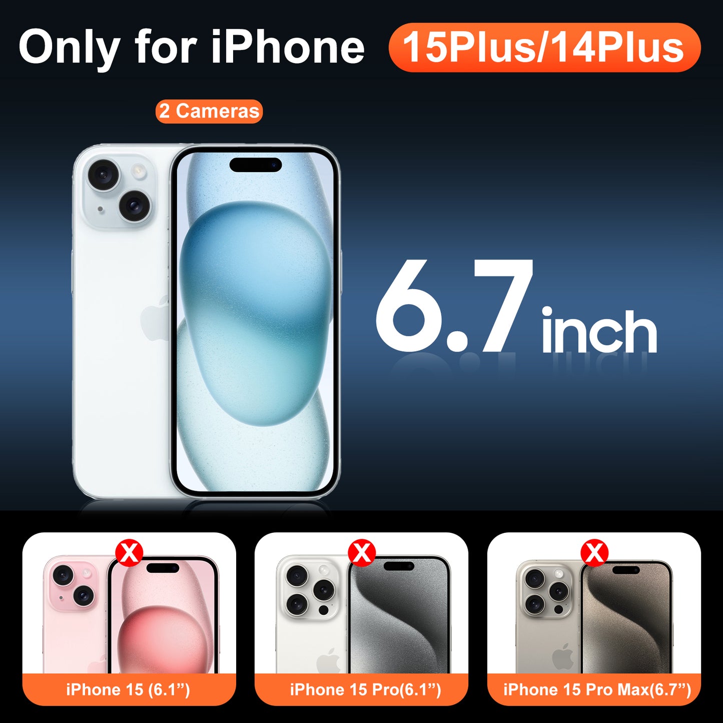 Temdan for iPhone 15 Plus Case & iPhone 14 Plus Case Clear with Screen Protector, Compatible with Magsafe, Military-Grade Protection, Shockproof Slim Magnetic Phone Case Cover, Transparent