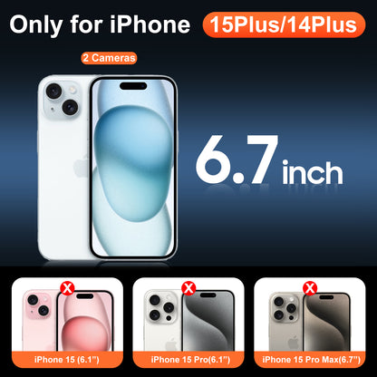 Temdan for iPhone 15 Plus Case & iPhone 14 Plus Case Clear with Screen Protector, Compatible with Magsafe, Military-Grade Protection, Shockproof Slim Magnetic Phone Case Cover, Transparent