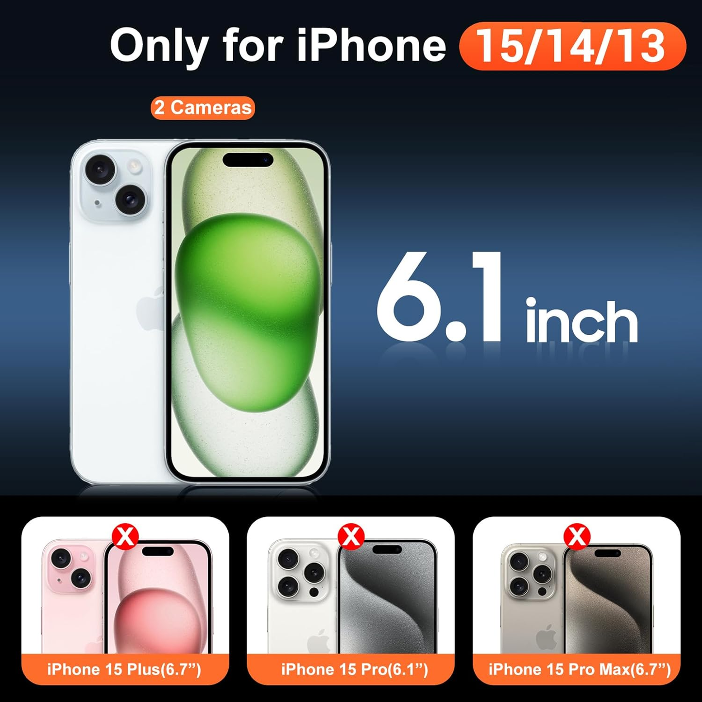 Temdan for iPhone 15 Case & iPhone 14 & iPhone 13 Case Clear with Screen Protector, Compatible with Magsafe, Anti-Yellowing, Military-Grade Protection, Shockproof Slim Magnetic Phone Case Cover