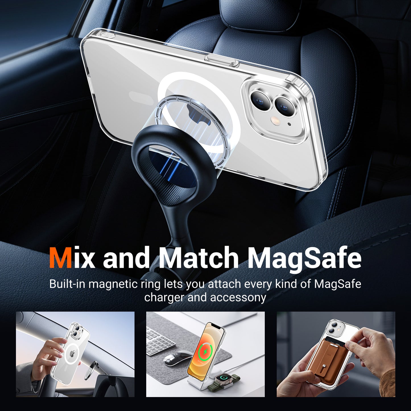 Temdan for iPhone 12 Mini Case & iPhone 13 Mini Case Clear with Screen Protector, Compatible with Magsafe, Anti-Yellowing, Military-Grade Protection, Shockproof Slim Magnetic Phone Case Cover