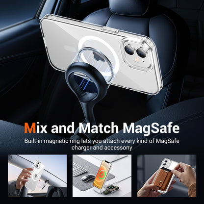 Temdan for iPhone 12 Mini Case & iPhone 13 Mini Case Clear with Screen Protector, Compatible with Magsafe, Anti-Yellowing, Military-Grade Protection, Shockproof Slim Magnetic Phone Case Cover