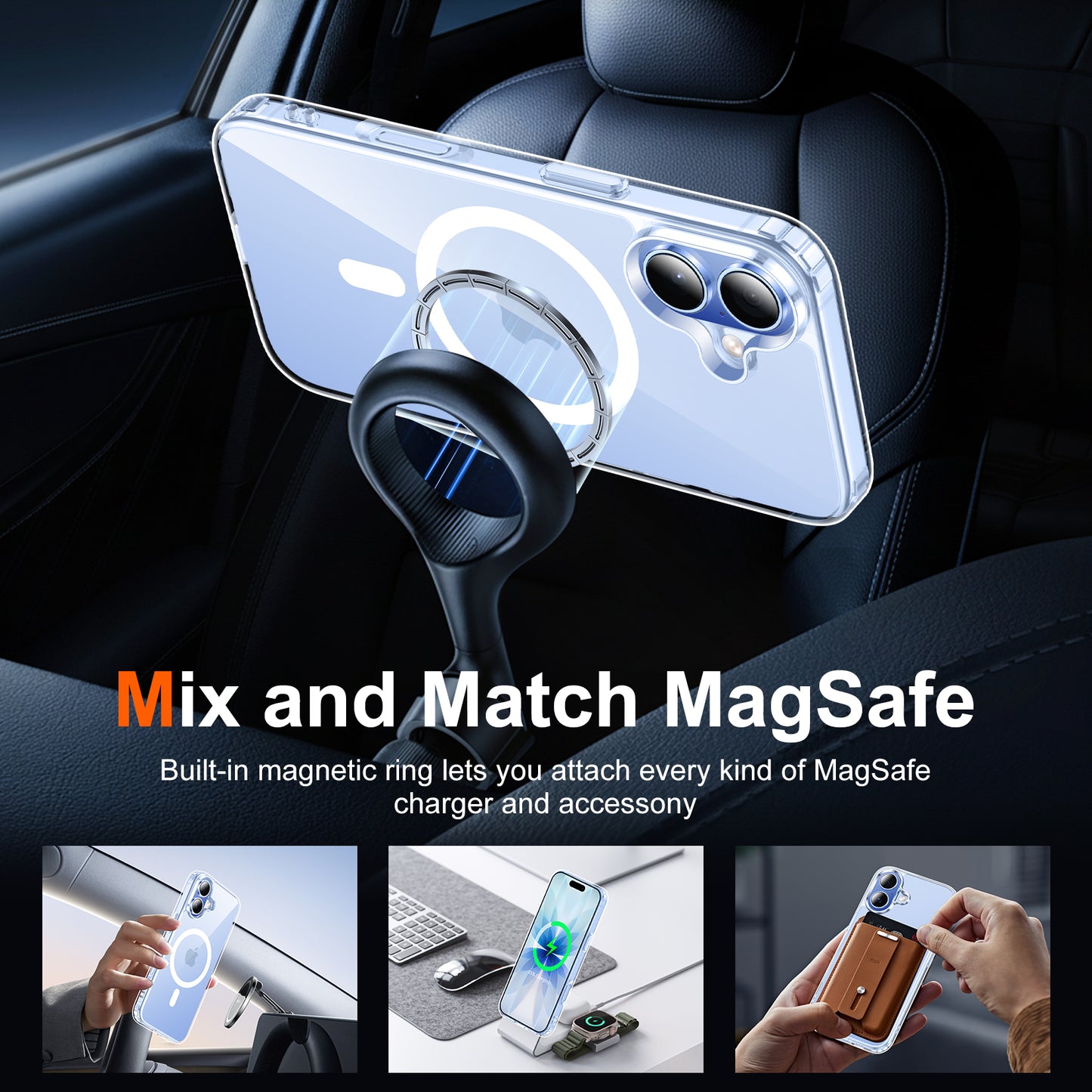 Temdan for iPhone 17 Case Clear with Screen Protector, Compatible with Magsafe, Anti-Yellowing, Military-Grade Protection, Shockproof Slim Magnetic Phone Case Cover, Transparent