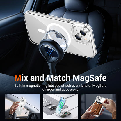 Temdan for iPhone 15 Plus Case & iPhone 14 Plus Case Clear with Screen Protector, Compatible with Magsafe, Military-Grade Protection, Shockproof Slim Magnetic Phone Case Cover, Transparent