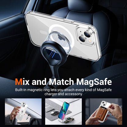 Temdan for iPhone 13 Case Clear, Compatible with Magsafe, Anti-Yellowing, Military-Grade Protection, Shockproof Slim Magnetic Phone Case Cover, Transparent