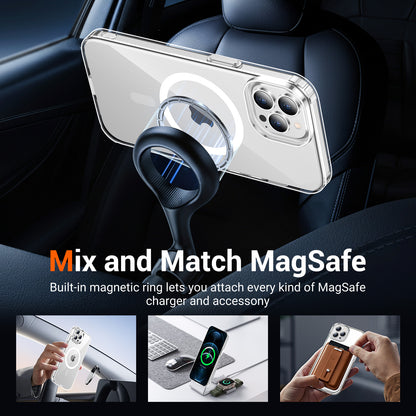 Temdan for iPhone 12& iPhone 12 Pro Case Clear with Screen Protector, Compatible with Magsafe, Anti-Yellowing, Military-Grade Protection, Shockproof Slim Magnetic Phone Case Cover, Transparent