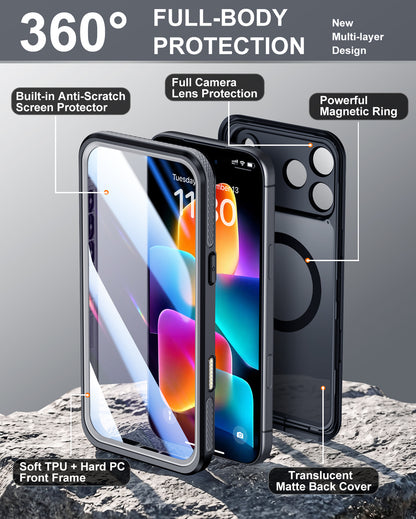 Temdan Designed for Phone 18 Pro Max Case Waterproof, Black