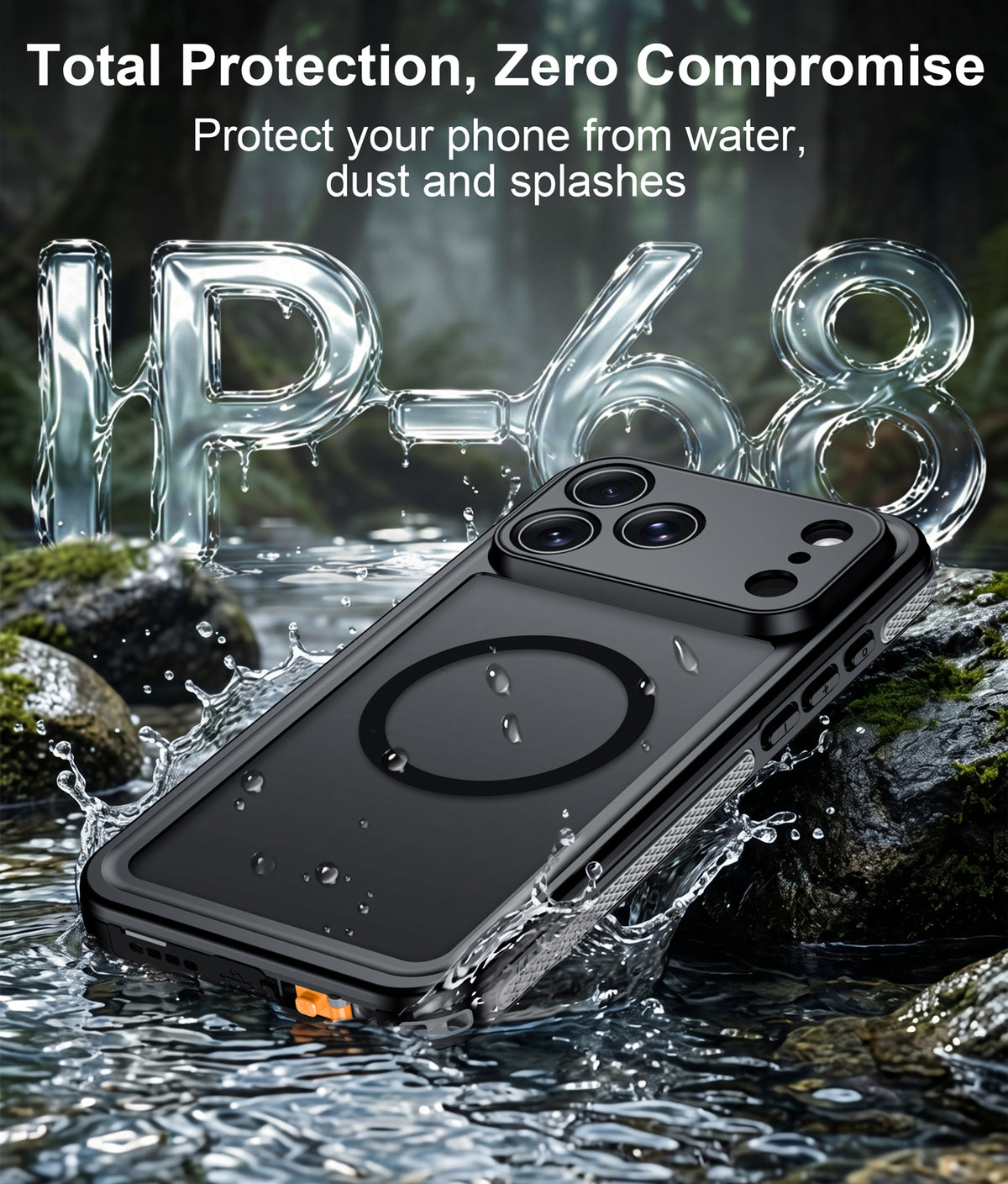 Temdan Designed for Phone 18 Pro Max Case Waterproof, Black