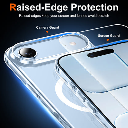 Temdan Designed for Phone 17 Air Case Clear, [Compatible with Magsafe][Screen Protector][Anti-Yellowing][17 Ft Military-Grade Protection] Shockproof Slim Magnetic Phone Case for 6.5 inch , Transparent