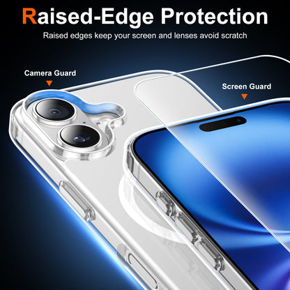 Temdan for iPhone 16 Case Clear, Compatible with Magsafe, Anti-Yellowing, Military-Grade Protection, Shockproof Slim Magnetic Phone Case Cover, Transparent