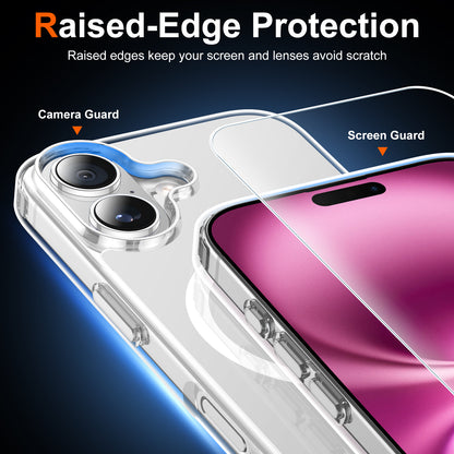 Temdan for iPhone 16 Plus Case Clear, Compatible with Magsafe, Anti-Yellowing, Military-Grade Protection, Shockproof Slim Magnetic Phone Case Cover, Transparent