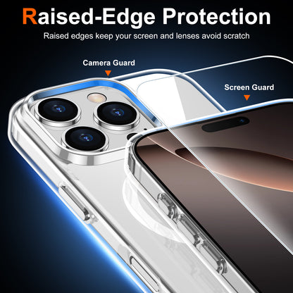 Temdan for iPhone 16 Pro Max Case Clear, Compatible with Magsafe, Anti-Yellowing, Military-Grade Protection, Shockproof Slim Magnetic Phone Case Cover, Transparent