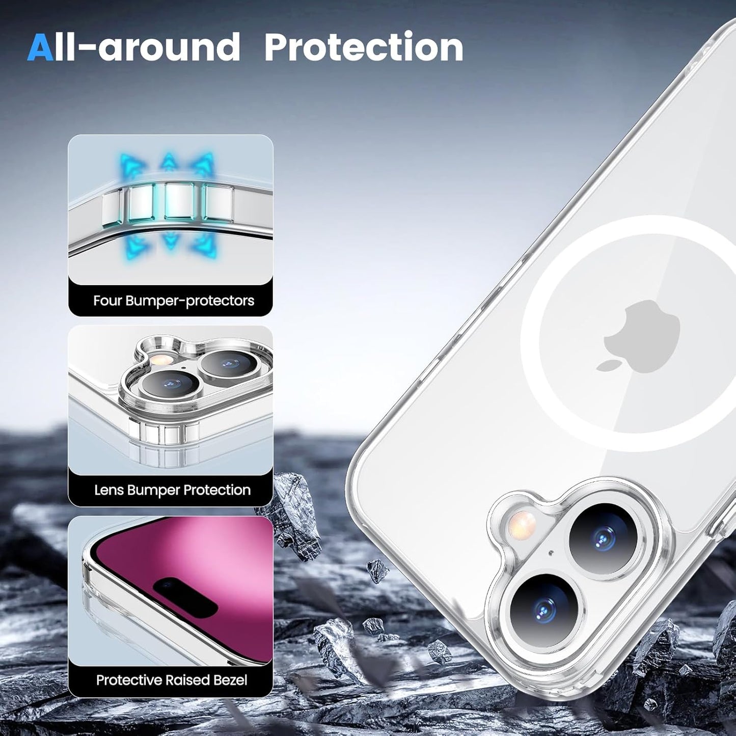 Temdan for iPhone 16 Plus Case Clear, [Compatible with Magsafe][Anti-Yellowing][Military-Grade Protection] Shockproof Slim Phone Case for iPhone 16 Plus 6.7 inch, Clear