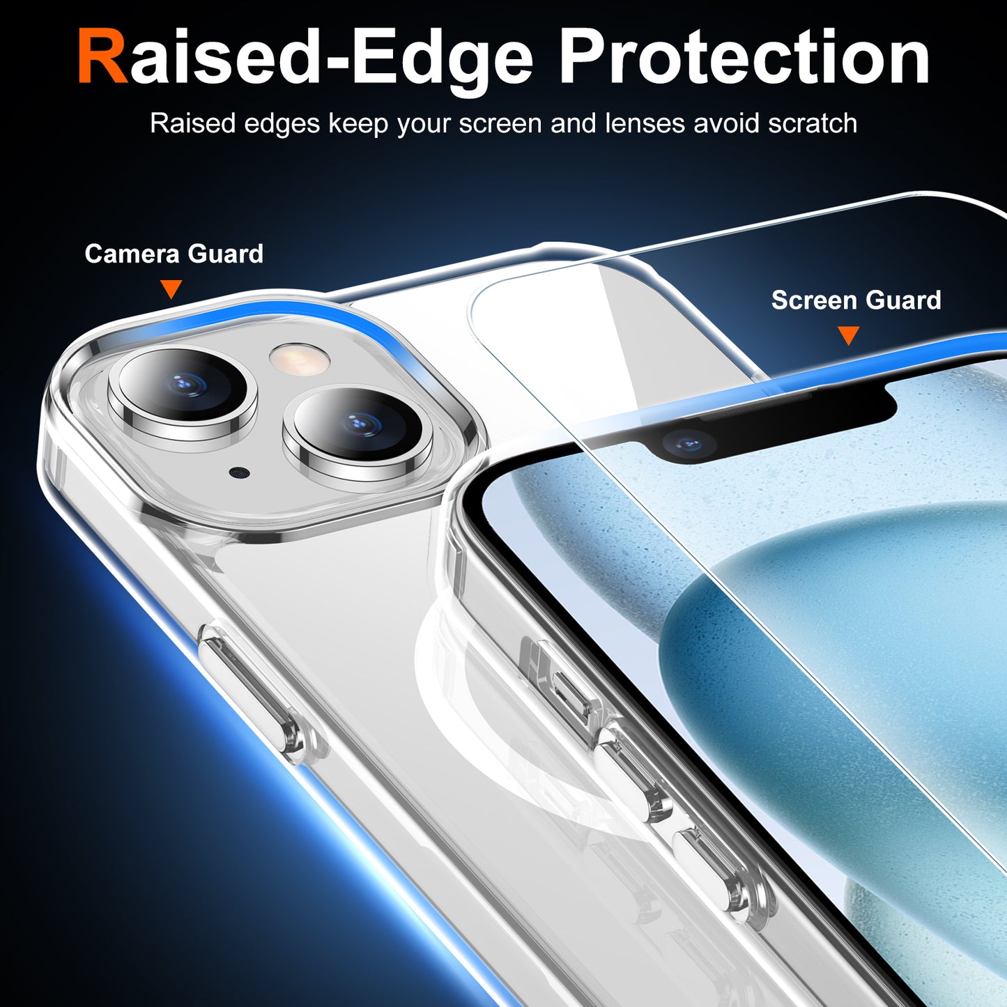 Temdan for iPhone 15 Plus Case & iPhone 14 Plus Case Clear with Screen Protector, Compatible with Magsafe, Military-Grade Protection, Shockproof Slim Magnetic Phone Case Cover, Transparent