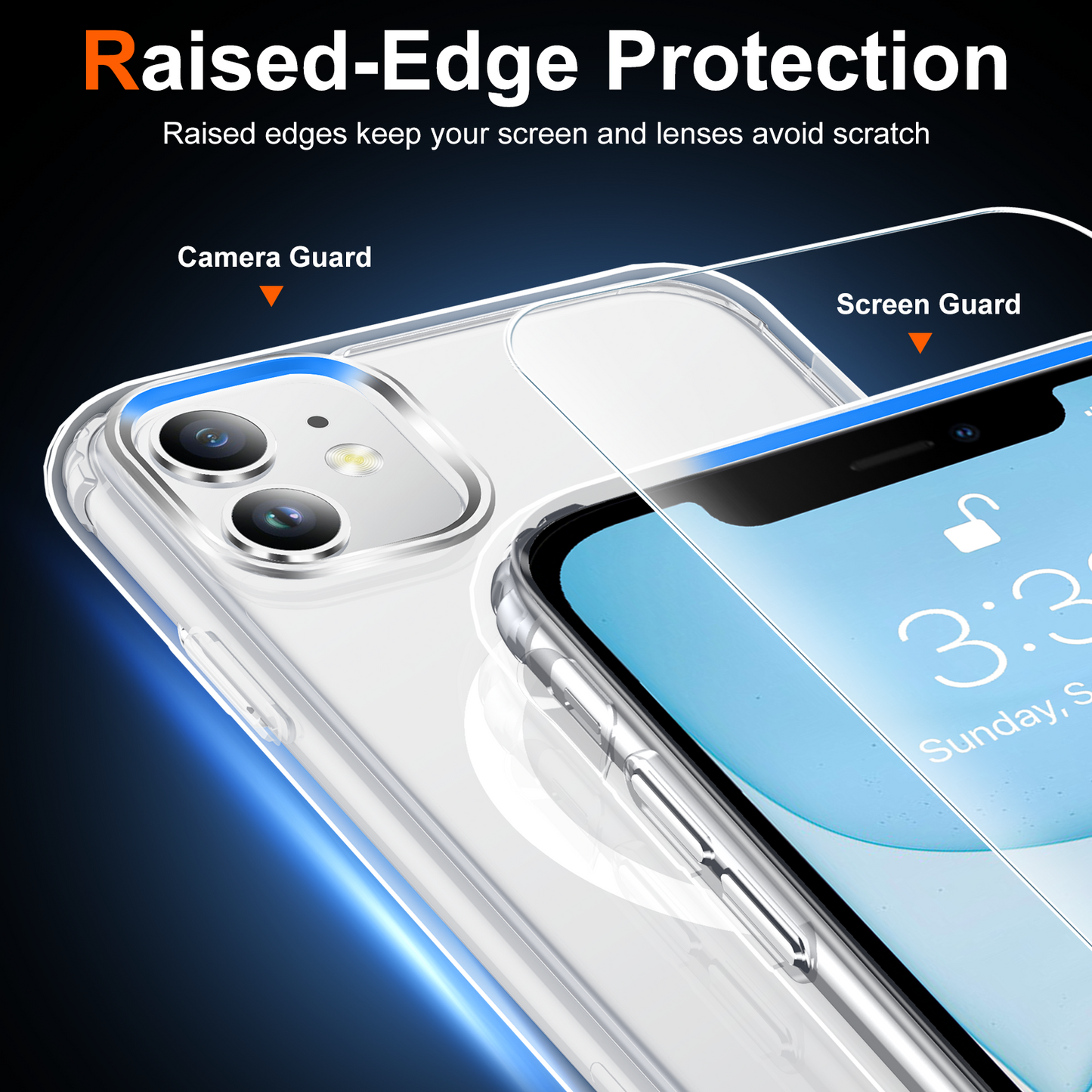 Temdan for iPhone 11 Case Clear with Screen Protector, Compatible with Magsafe, Anti-Yellowing, Military-Grade Protection, Shockproof Slim Magnetic Phone Case Cover,