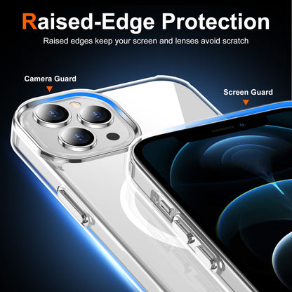 Temdan for iPhone 12 Pro Max Case Clear, Compatible with Magsafe, Anti-Yellowing, Military-Grade Protection, Shockproof Slim Magnetic Phone Case Cover, Transparent