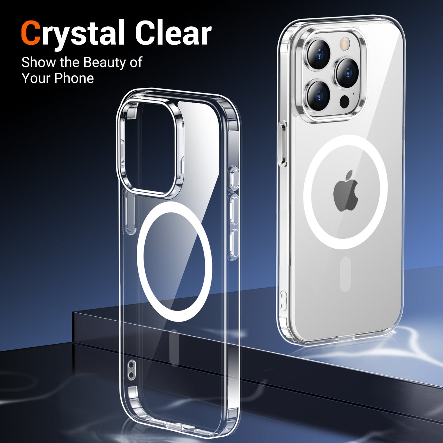 Temdan for iPhone 14 Pro Case Clear, Compatible with Magsafe, Anti-Yellowing, Military-Grade Protection, Shockproof Slim Magnetic Phone Case Cover, Transparent