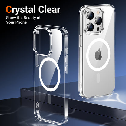 Temdan for iPhone 14 Pro Case Clear, Compatible with Magsafe, Anti-Yellowing, Military-Grade Protection, Shockproof Slim Magnetic Phone Case Cover, Transparent