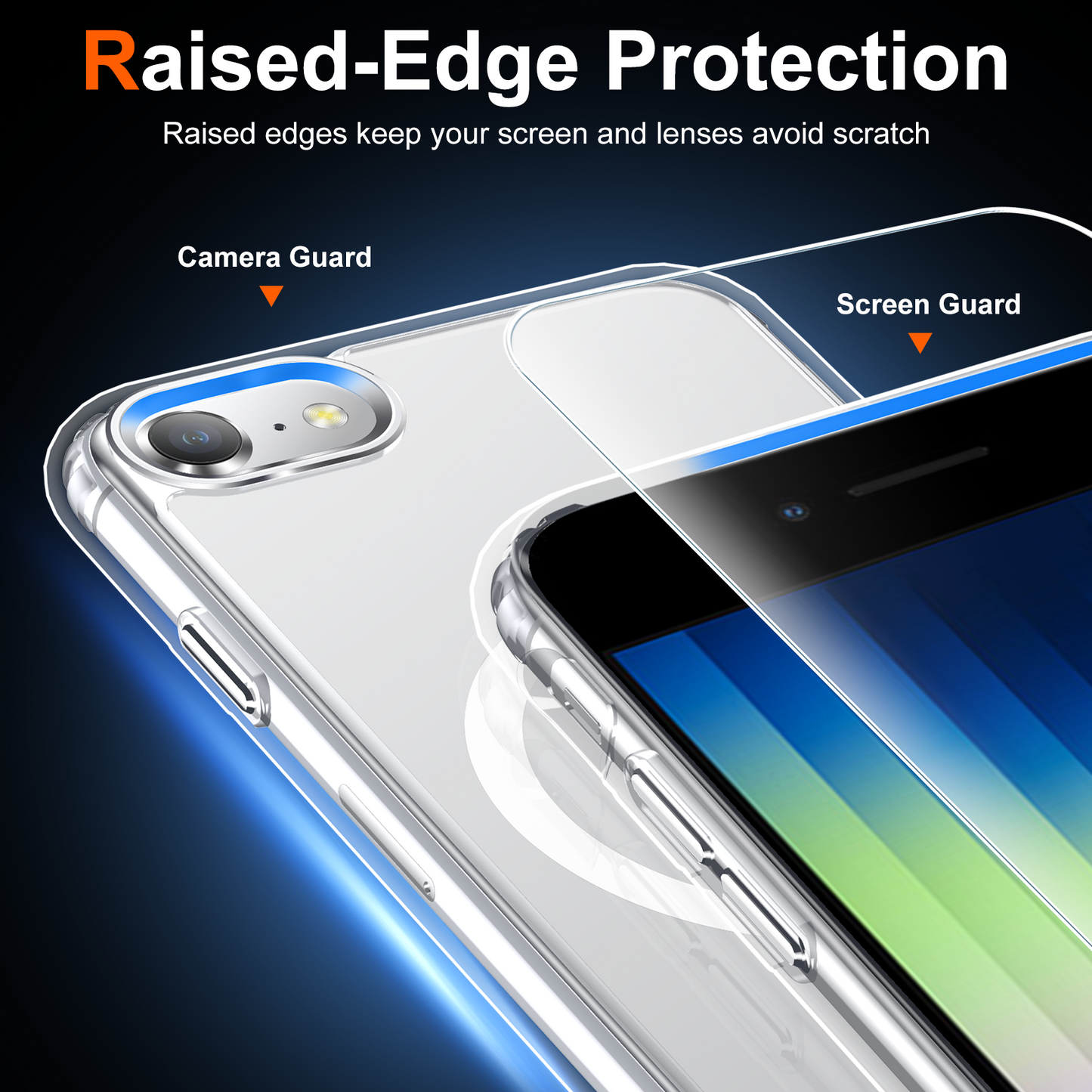 Temdan for iPhone SE Case 2022/2020/3rd/2rd Clear with Screen Protector, Compatible with Magsafe, Anti-Yellowing, Military-Grade Protection, Shockproof Slim Magnetic Phone Case Cover, Transparent