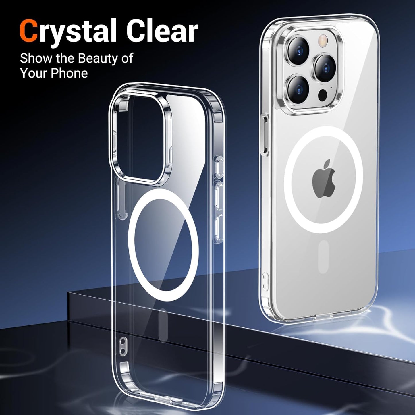 Temdan for iPhone 13 Pro Case Clear, Compatible with Magsafe, Anti-Yellowing, Military-Grade Protection, Shockproof Slim Magnetic Phone Case Cover, Transparent