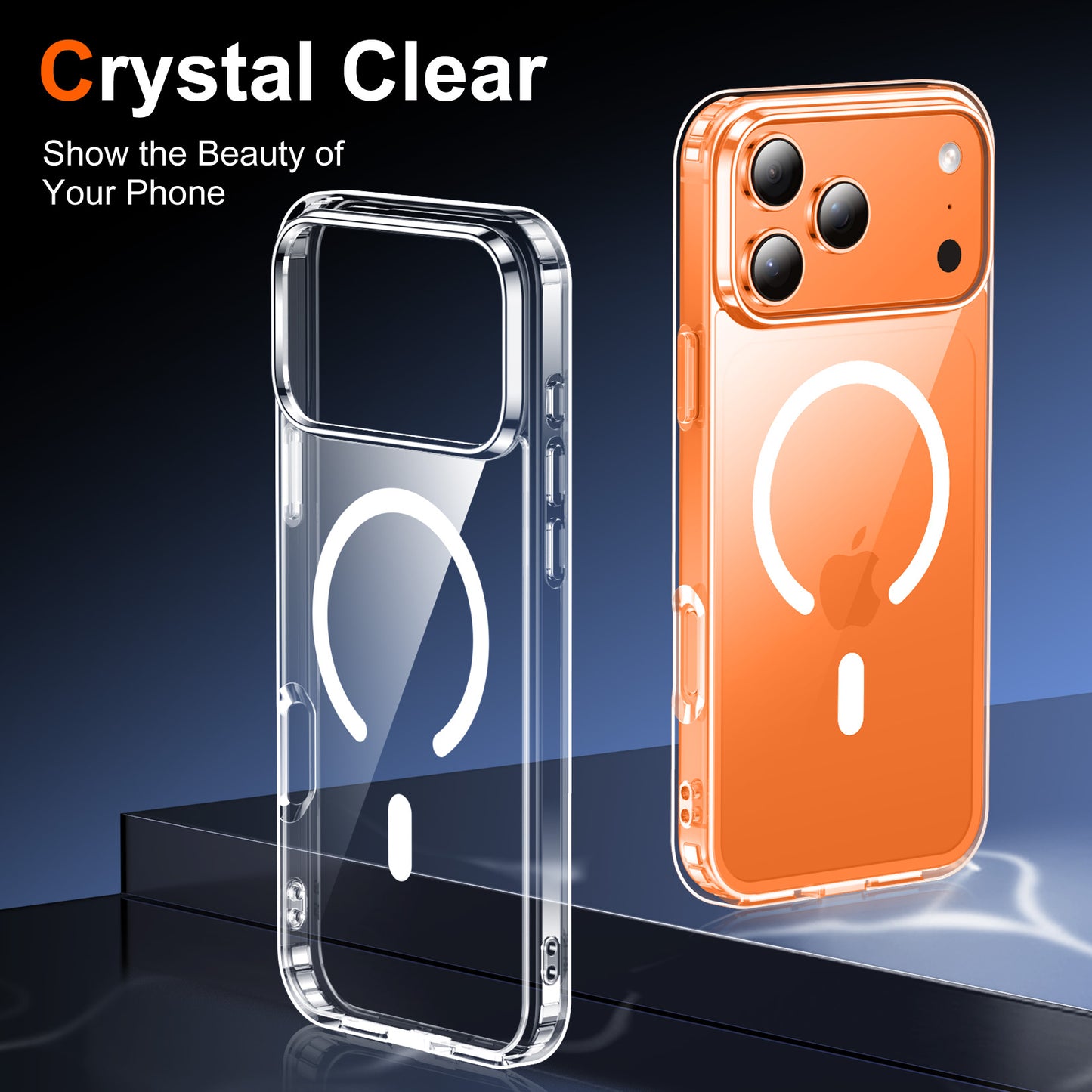 Temdan for iPhone 17 Pro Case Clear with Screen Protector, [Compatible with Magsafe][Anti-Yellowing][Military-Grade Protection] Shockproof Slim Magnetic Phone Case Cover, Transparent