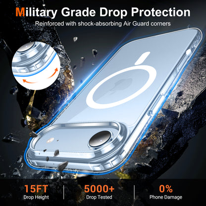 Temdan Designed for Phone 17 Air Case Clear, [Compatible with Magsafe][Screen Protector][Anti-Yellowing][17 Ft Military-Grade Protection] Shockproof Slim Magnetic Phone Case for 6.5 inch , Transparent