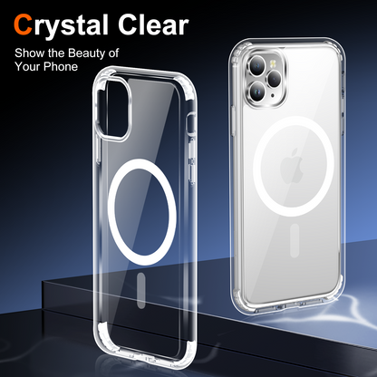 Temdan for iPhone 11 Pro Case Clear, Compatible with Magsafe, Anti-Yellowing, Military-Grade Protection, Shockproof Slim Magnetic Phone Case Cover, Transparent