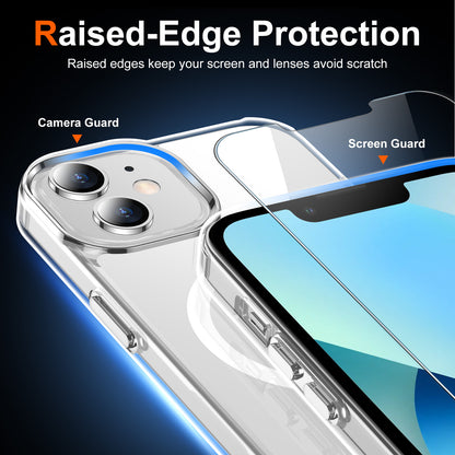 Temdan for iPhone 12 Mini Case & iPhone 13 Mini Case Clear with Screen Protector, Compatible with Magsafe, Anti-Yellowing, Military-Grade Protection, Shockproof Slim Magnetic Phone Case Cover