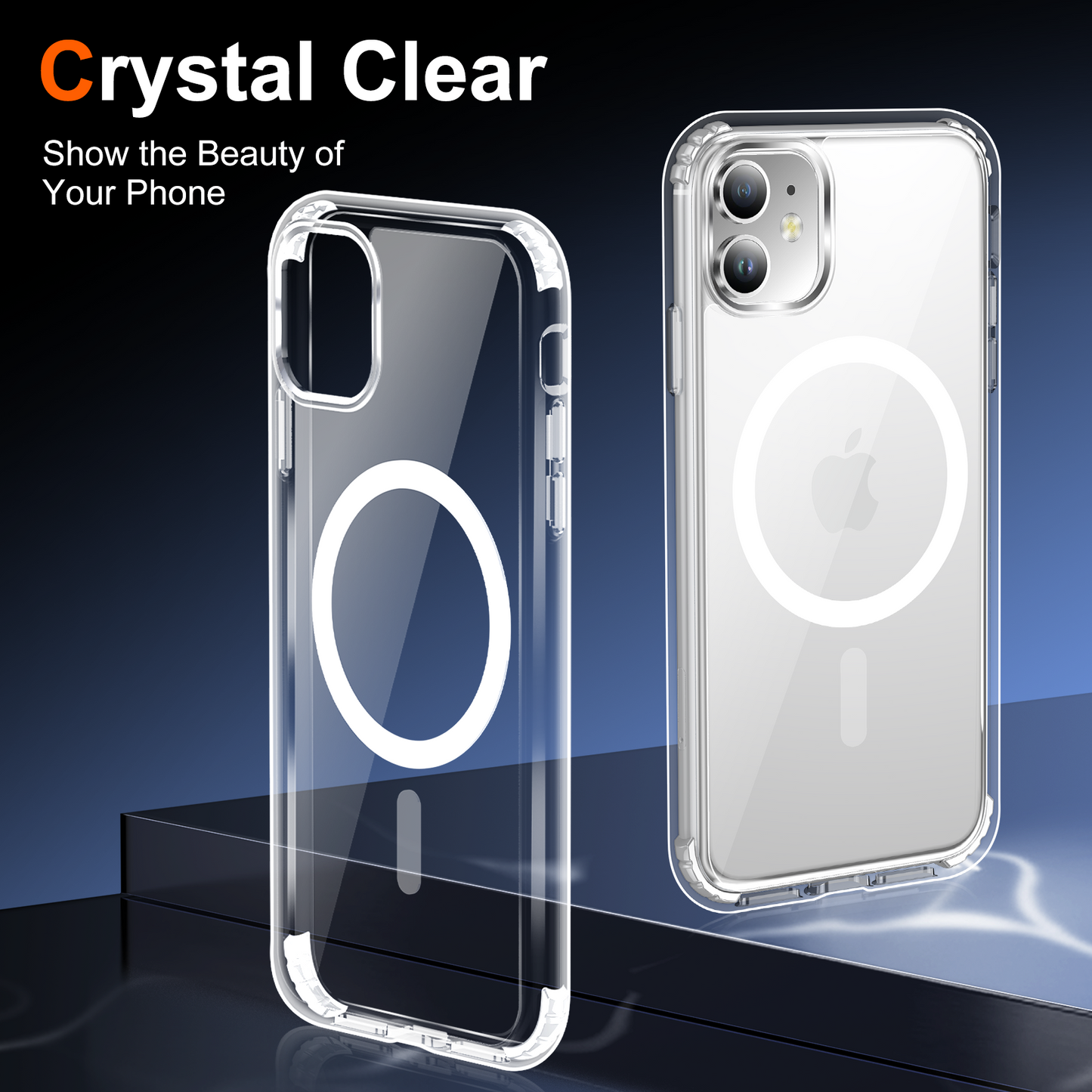 Temdan for iPhone 11 Case Clear with Screen Protector, Compatible with Magsafe, Anti-Yellowing, Military-Grade Protection, Shockproof Slim Magnetic Phone Case Cover,
