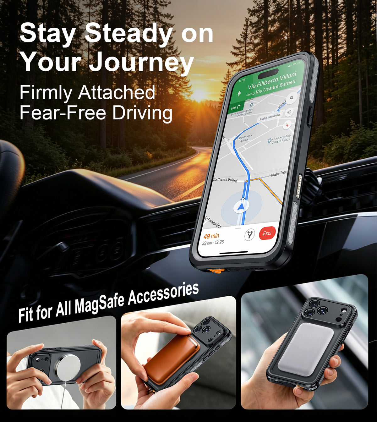 Temdan Designed for Phone 18 Pro Max Case Waterproof, Black