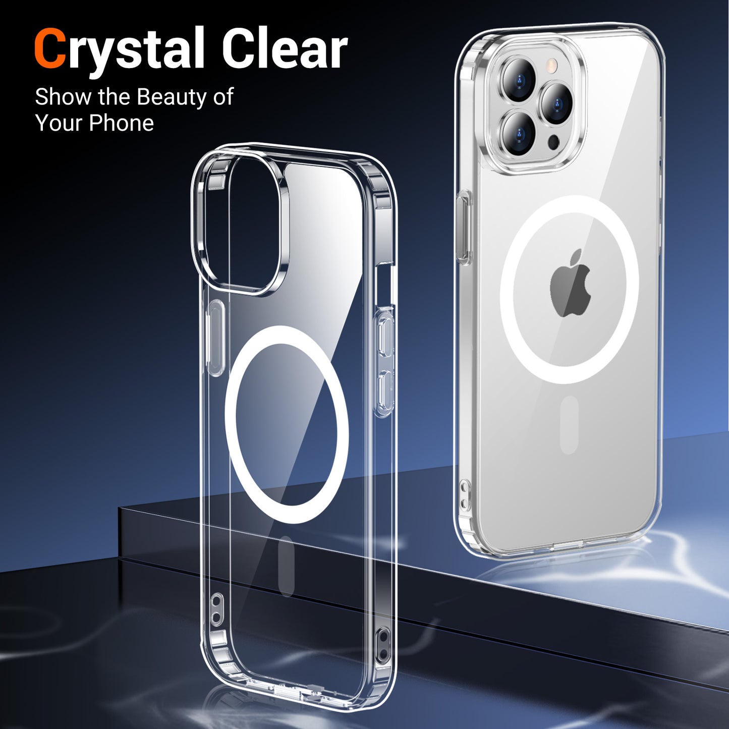 Temdan for iPhone 12& iPhone 12 Pro Case Clear with Screen Protector, Compatible with Magsafe, Anti-Yellowing, Military-Grade Protection, Shockproof Slim Magnetic Phone Case Cover, Transparent