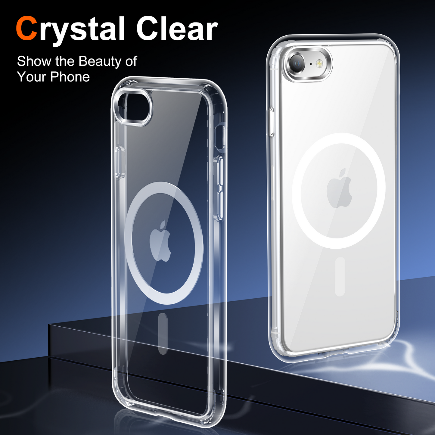 Temdan for iPhone SE Case 2022/2020/3rd/2rd Clear with Screen Protector, Compatible with Magsafe, Anti-Yellowing, Military-Grade Protection, Shockproof Slim Magnetic Phone Case Cover, Transparent